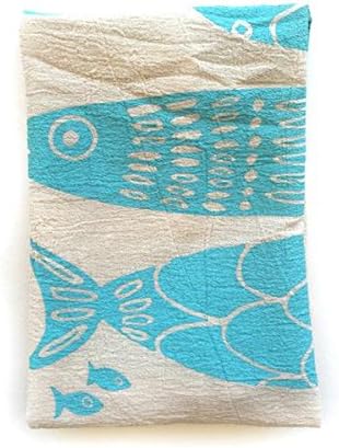 Flour Sack Tea Towel in Unbleached Cotton (Fish)