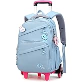 Rolling Backpack for Girls Trolley BookBag with Wheels Elementary and Middle School Luggage Travel Bag