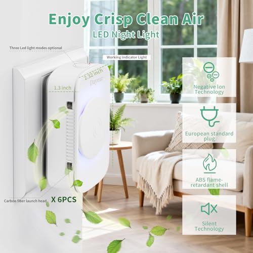 Dayear Air Purifier, No Filter, Negative Ion Purification 3 Pieces | Plug and Play Air Purifier, Air Ionizer for Pet Room, Bedroom, Home, Living Room, 3 LED Lighting Modes, ABS 94V0