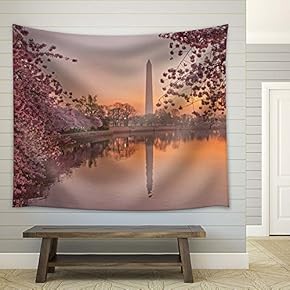 Cherry Blossom Festival at The National Mall Washington, DC - Fabric Tapestry, Home Decor - 51x60 inches