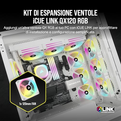 iCUE LINK QX120 RGB Cupola Magnetica da 120 mm Ventola - Bianco