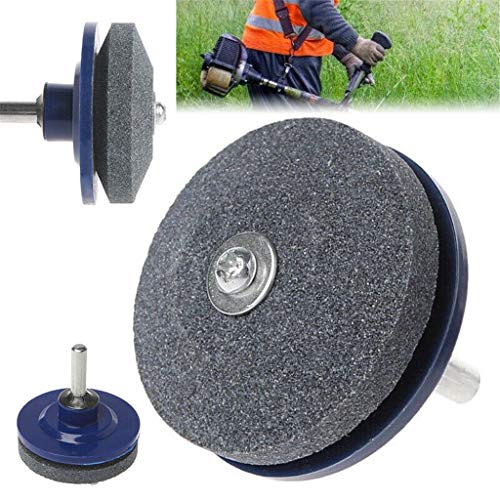 BeautyShe 5 Pieces Blue Lawn Mower Sharpener Blade Drill Lawnmower Sharpener for Power Drill Hand Drill