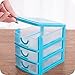 haoun 3-Tier Mini Desktop Organizer Drawer Type Storage Box - Blue