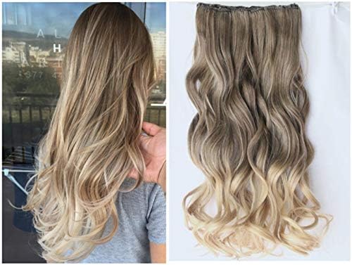 20 Inches Full Head Ombre Dip Dyed Loose Curls Wavy Curly Clip In