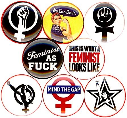 Feminist x 8 pins buttons badge rosie the riveter womens movement liberation lib