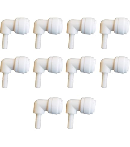 PATIKIL 1/4 Wasser Rohrleitung Stiel Winkel Anschluss 10 Pack 90 Grad Steckbare Wasser Linie Fitting für RO Wasser System Weiß