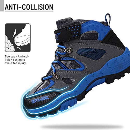 VITIKE Kids Boys Mid Waterproof Hiking Boots Velcro High Top Winter ...