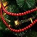 Hicarer 10 Feet Burgundy Wooden Bead Garland Red Bead Christmas Garland for Xmas Tree and Holiday Decoration, 14 mm