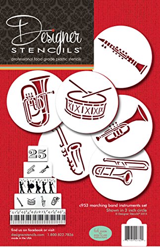 Marching Band Instruments Cookie Stencil by Designer Stencils