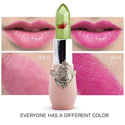Lavany Women Lipstick,Crystal Jelly Lipstick Beauty Bright Flower Magic Temperature Change Color Lip Makeup Tools for Women (Red)