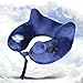 Ymiko Inflatable Travel Pillow, Height-Adjustable Soft Washable Velvet Push Inflatable Travel Neck Pillow with Carrying Bag Sleeping On Airplane, Car, Train and Home, Blue