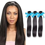 Rechoo Brazilian Virgin Remy Straight Hair Weave Unprocessed Human Hair Extension Silky Straight 3 Bundles 300g