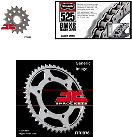 BIKEMASTER 525 BMXR Sealed Chain Natural, JT Front & Rear Sprocket Kit for Street YAMAHA FZ-09 2014-2017