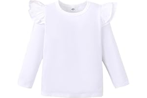 ZFZDRen 12M-14Y Toddler Baby Girls T Shirt Solid Color Blouse Ruffle Top Cotton Casual Tees Plain Shirt