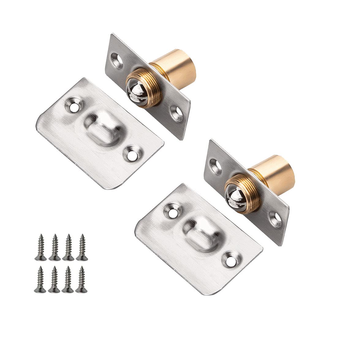 SyiXute 2 Pcs Ball Door Catches,Stainless Steel Door Ball Catch, Adjustable Roller Catch for Cabinet,Closet and Doors Invisible Closet Door Ball Latches