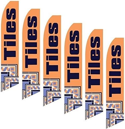 Six (6) Swooper Flags Tiles Orange Black Mossaic by EHT Flags