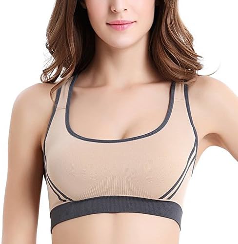 Teenshine Women's Padded Sports Bras Push Up Fitness Yoga Bra Nude