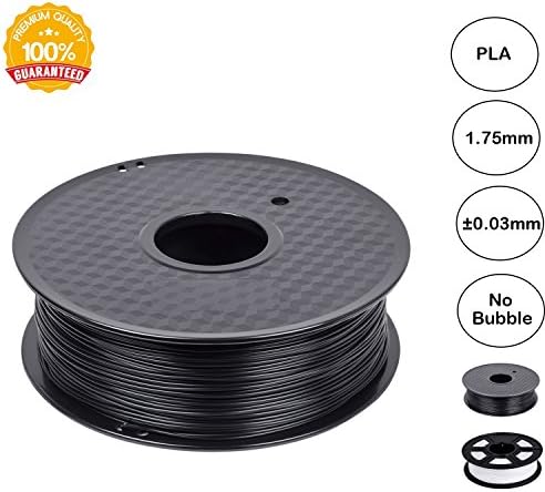 Aautohome Black PLA 3D Printer Filaments 1.75mm Dimensional Accuracy +/- 0.03mm,Spool 1KG for 3D Printers