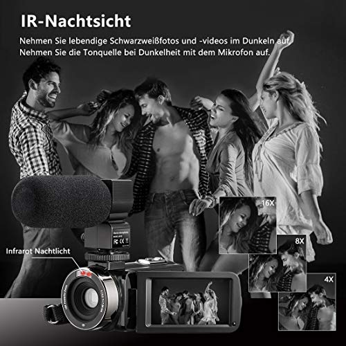 EastPoint Camcorder Videokamera FHD 1080P Video Camcorder Digitalkamera 24MP 3inch LCD Touchscreen IR-Nachtsicht 16X… – Bild 4