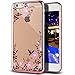 iPhone 7 4.7 Crystal Flower TPU Cover-Auroralove Shiny Fashion Transparent Soft Floral Butterfly Graden Case with Original Swarovski Element for iPhone 7 (iphone 7 Rose Gold+Pink)
