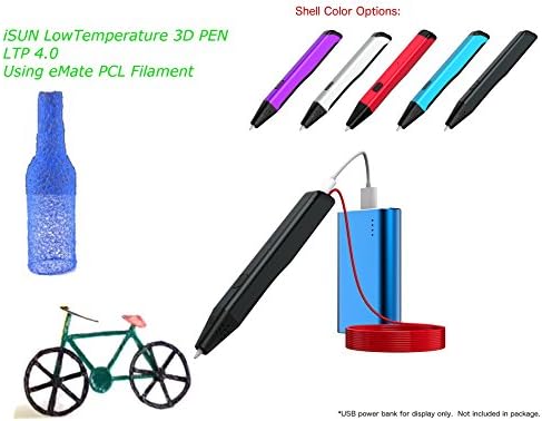 XYZFABS iSUN 3D Printing Low Temperature 3D Pen Using eMate PCL Filament , LTP 4.0, Black