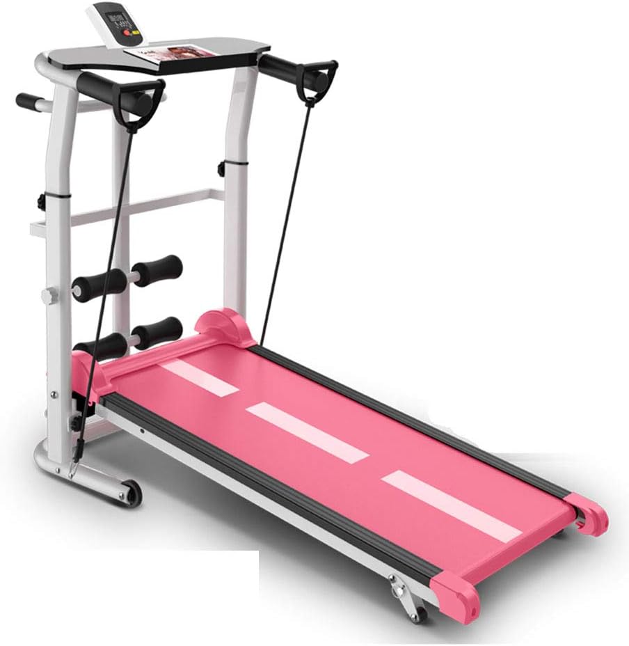 YNLRY Treadmill Folding Mechanical Treadmill Multi-function Sit-up Running Machine (Color : PINK, Size : 120 * 59 * 19CM)