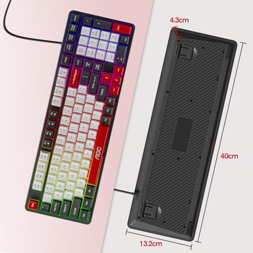 AOC GK116 Teclado com fio, Teclado Membrana Gamer RGB, Compatível com PC e Notebook, Jogo E Escritório