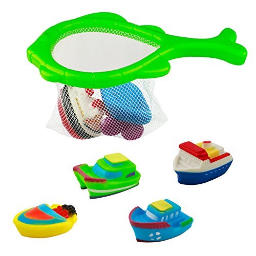 Fajiabao Bath Toy Floating Boat Beach Water Toy with Model Boat Net Bathtub Toys Game for Kids Girls Boys 6M+
