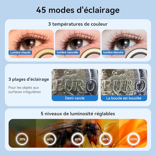 APEXEL HB100 Ultra Objectif Macro HD F1.05 45 Modes Lumière & Revêtement AF,Objectifs pour Téléphones Portables pour Smartphones iPhone, Samsung et Pixel