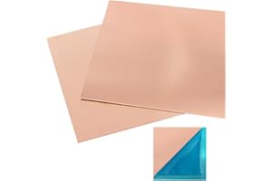 CHUDENG 2 Pcs 99.9%+ Pure Copper Sheet, 6" x 6", 18 Gauge Thickness, 153 x 153 x 1mm, No Scratches, Film Attached Copper Plates