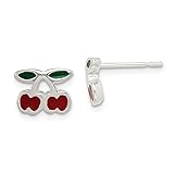 925 Sterling Silver Enamel Cherries Post Stud