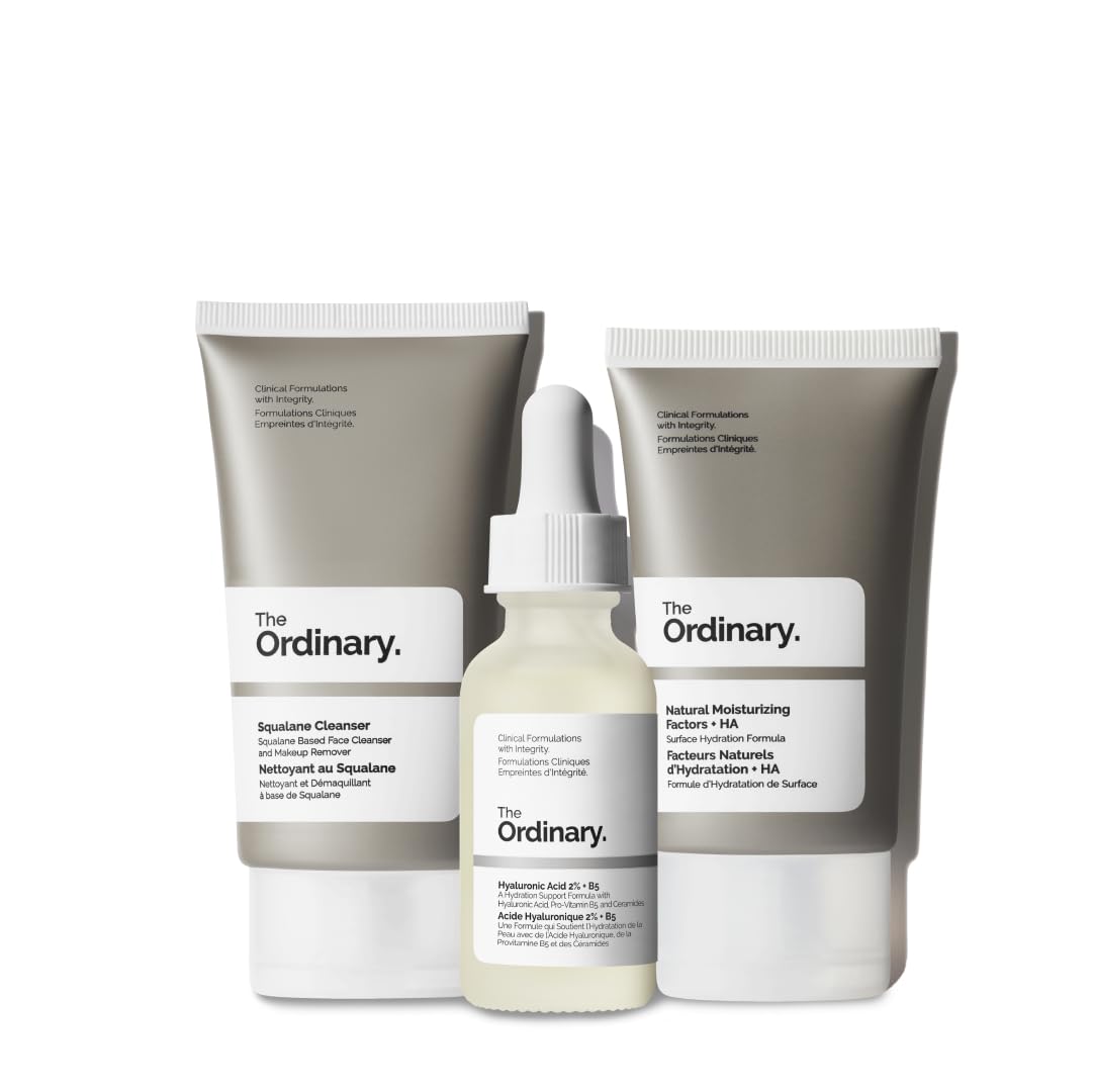 The Ordinary The Daily Set, Daily Skincare Routine with Squalane Cleanser, Hyaluronic Acid 2% + B5, and Natural Moisturizing Factors + HA | Skin Care Set