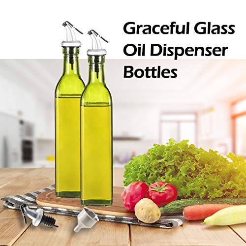 image for Subekyu Olive Oil Dispenser Bottle 2 Pack, 17oz Oil and Vinegar Dispen