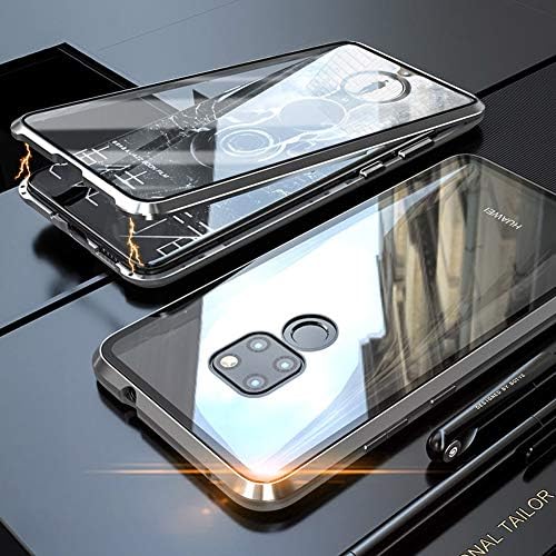 ZDCASE Mate 20 X Case,360 Degrees Full Coverage Case Cover,Magnetic Adsorption Metal Bumper Frame with Built-In Front and Back Tempered Glass for Huawei Mate 20 X EVR-L29 Silver