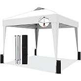 SANWAY 10x10 Pop up Canopy Tent, One-Button, Outdoor Instant Canopy Protable for Events, Camping, Parties, Vendor, Beach Tent - White