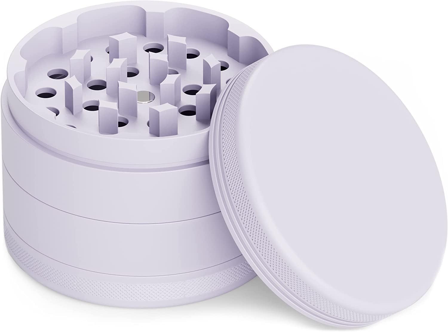 Movaleaf Ceramic Grinder/Crusher, Non-Stick, 4-Piece, Nano Ceramic Coated Herb Mill, Diameter 63 mm, Includes Carry Bag, Pollen Scraper and Brush. (Purple)