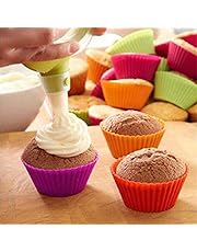 6Pcs Silicone Cupcake Mold Bakeware Cupcake Liner Reusable Muffin Baking Nonstick Moulds Kitchen Baking Accessories Random