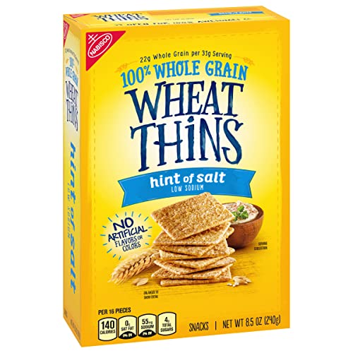 WHEAT THINS HINT OF SALT LOW SODIUM SNACKS, WHOLE GRAIN WHEAT CRACKERS, SNACK CRACKERS, 8.5 OZ