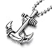 COOLSTEELANDBEYOND Unisex Marine Anchor Pendant Necklace Stainless Steel with 23.6 in Ball Chain