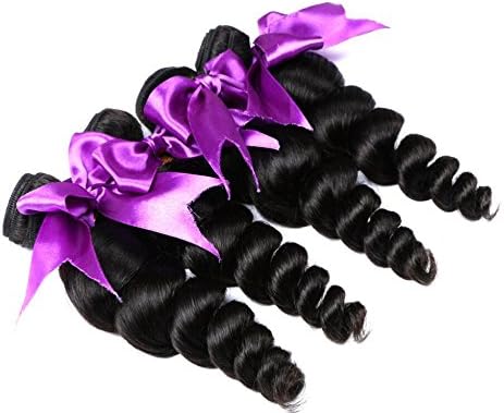 7A Unprocessed Brazilian Virgin Hair Loose Wave Remy Human Hair Weaves Extensions 3/4 Bundles (14 16 18 Inch)