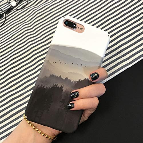 EINFFHO iPhone 8 Plus Case, iPhone 7 Plus Cover, Retro Painted Protector Bumper Shell Anti-Scratch Ultra Thin and Slim Fit Matte Hard Plastic Case Cover for iPhone 7 Plus/8 Plus, Ink forest
