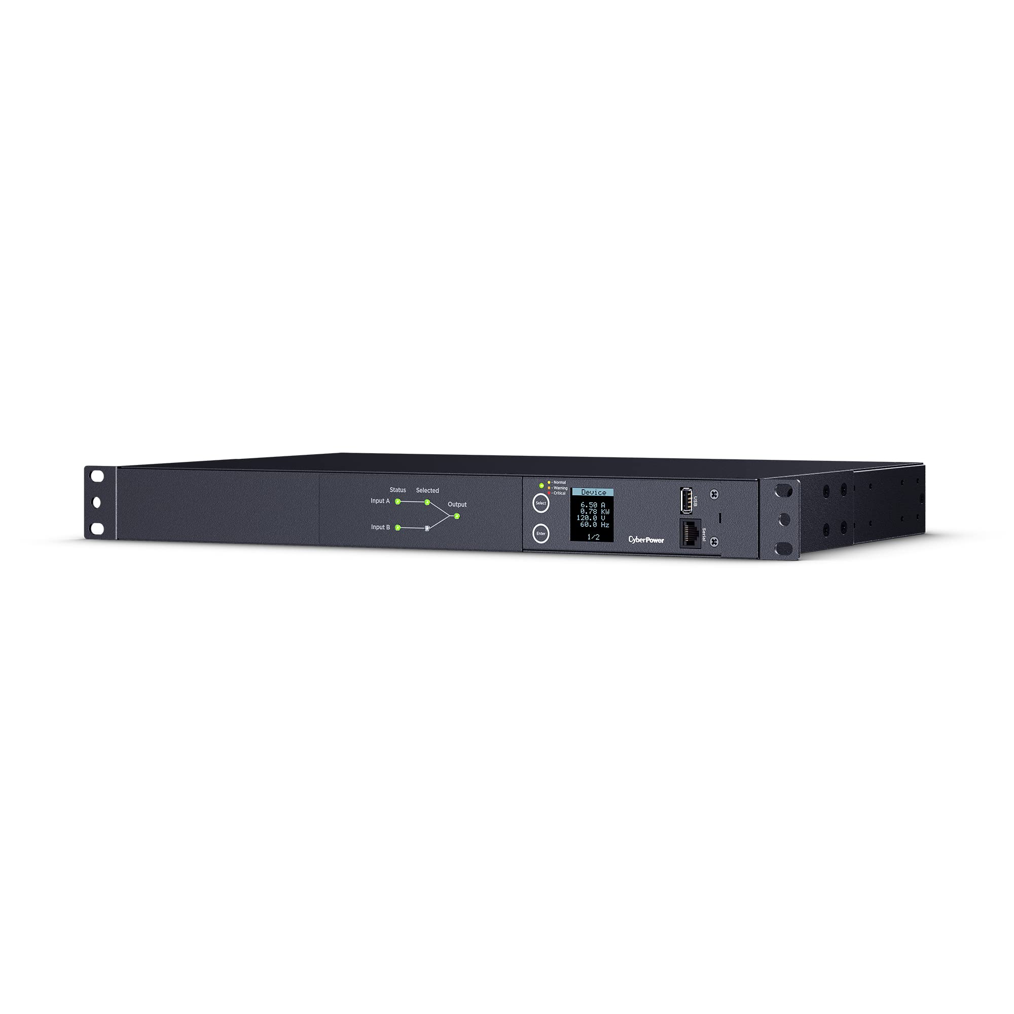 1u Rack Ats Mua CyberPower PDU24001 Metered ATS PDU, 100-120V, 15A (Derated to 12A ...