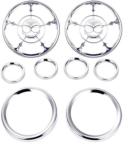 Chrome Skull Speedometer Bezel Covers for Harley-Davidson Electra Glide Street Glide and Trike models with Tape