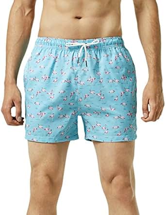 MaaMgic Mens Quick Dry Flamingo Swim Trunks With Mesh Lining Swimwear ...