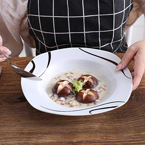 image for VEWEET 30-Piece Porcelain Square Tableware Decal Patterns White Bowl S