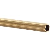 Brass C260 Hexagonal Hollow Bar, ASTM 135, 3/16" Width Across Flats, 0.014" Wall, 12" Length (Pack of 3)