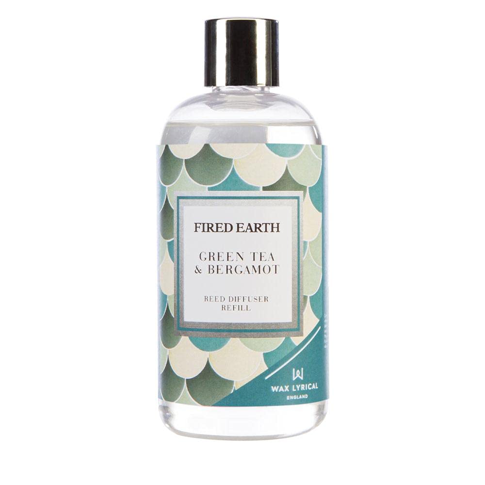 Wax Lyrical Fired Earth Green Tea & Bergamot Reed Diffuser Refill - 200ml | Refreshing Fragrance with Bergamot, Green Tea & Musk | Made in England