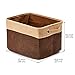 EZOWare Set of 3 Large Canvas Fabric Tweed Storage Organizer Cube Set W/Handles for Nursery Kids Toddlers Home and Office - 15 L x 10.5 W x 9.4 H -Brown/Beige
