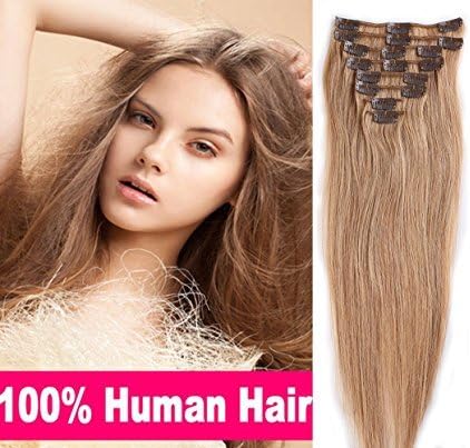 100% Real Remy Clip Grade AAAAA Natural Hair Full Head Standard Weft 8 Pieces 18 Clips in Hair Extensions Long Smooth Soft Silky Straight for Fashion Women