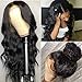 ISEE Hair 180% Density 10A Brazilian Body Wave Lace Front Wigs Human Hair Glueless Lace Front Human Hair Wigs For Women Black Pre Plucked Unprocessed Virgin Brazilian Hair Wig (24'')